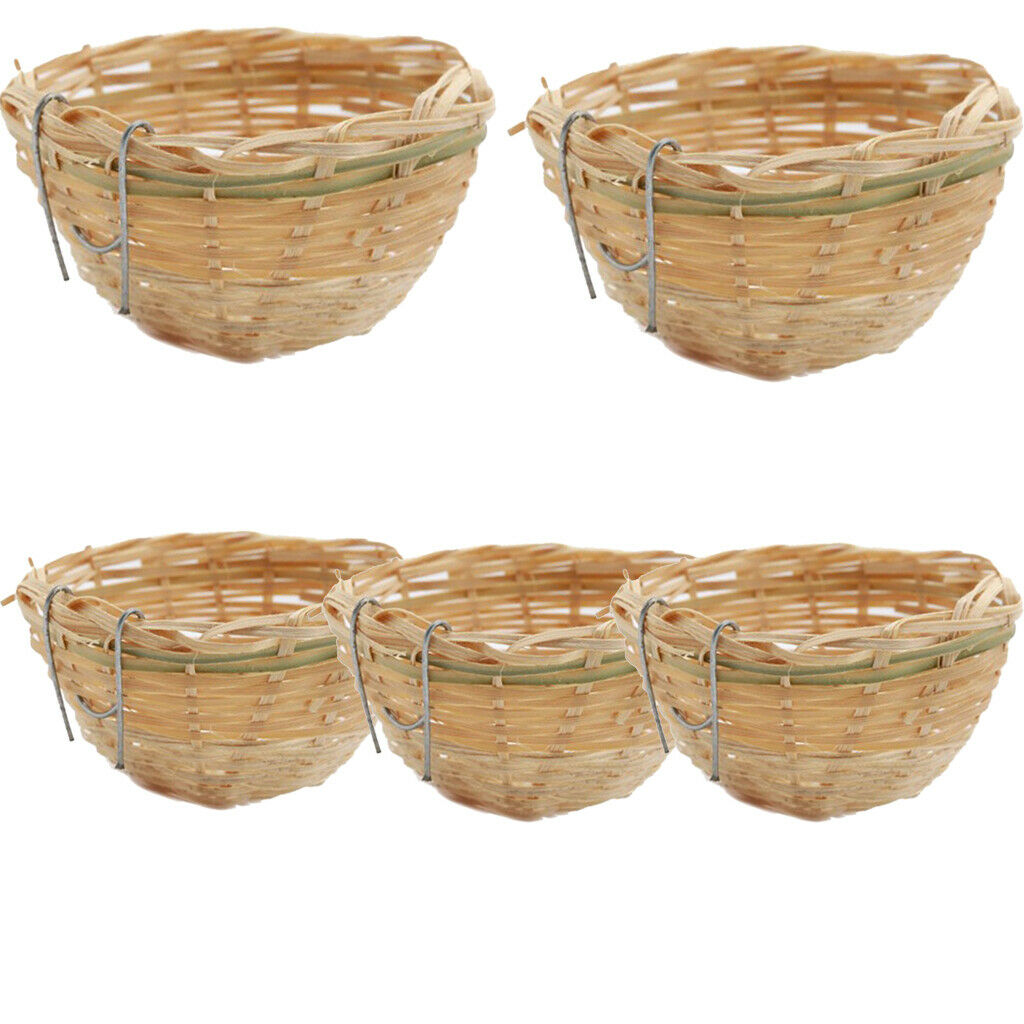 5Pcs Handwoven Bamboo Bird Nest Cage House Hatching Breeding Cave for Parrot,