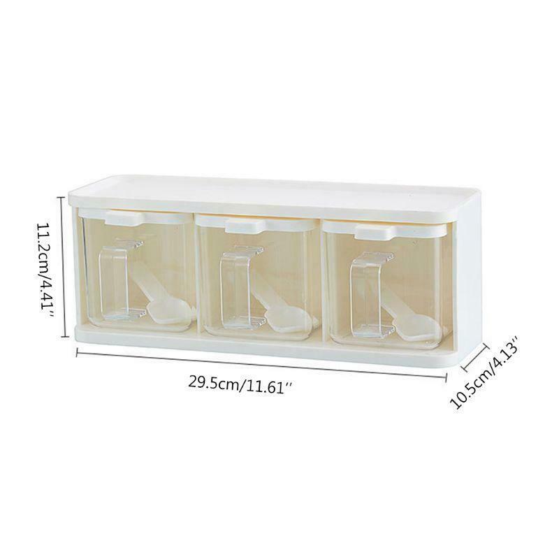 Spice box with lid storage container transparent handle kitchen spice jar