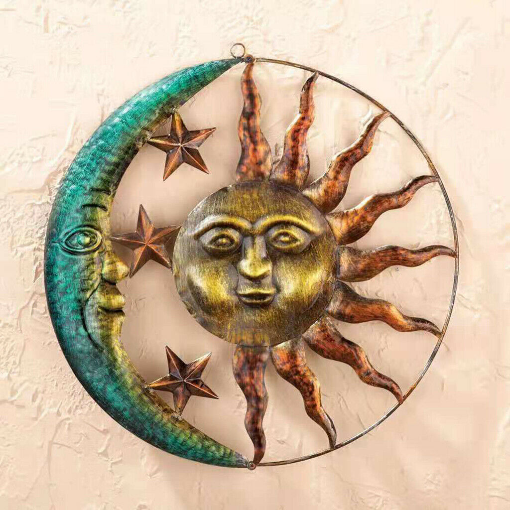 Metal Sun and Moon Ornaments Mobile Hanging Outdoor Garden Home Decoration