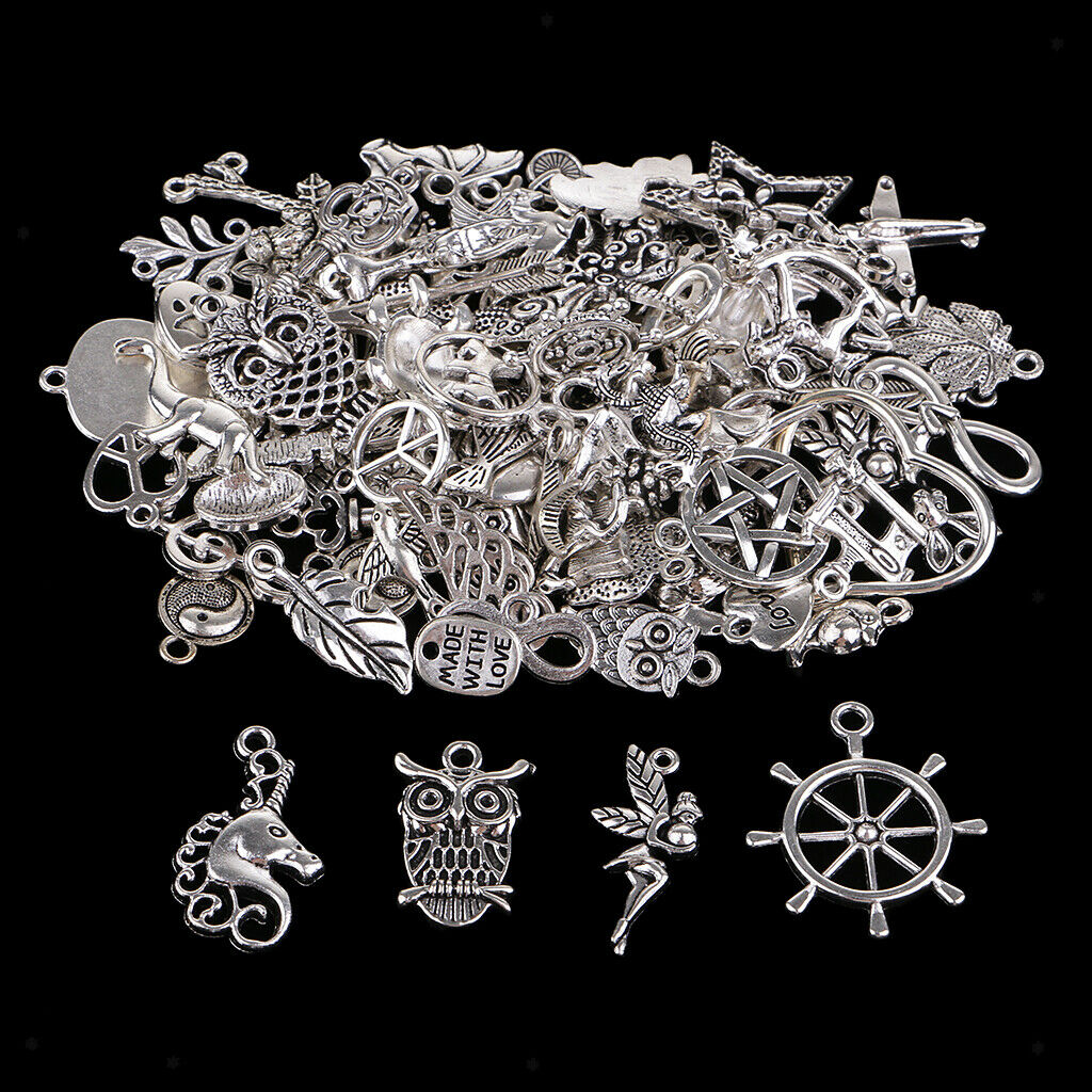 100pcs Assorted Many Style Alloy Charms Pendants Jewelry Making Accessories