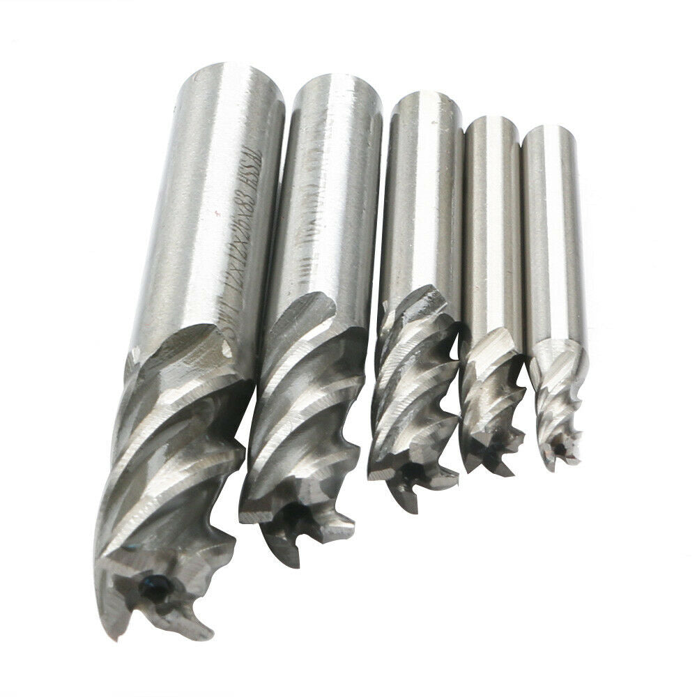 5pc/Set HSS CNC Straight Shank 4Flute End Mill Router Drill Bit Cutter Tool