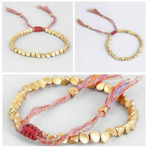 Tibetan Buddhist Braided Bangle Copper Beads Lucky Rope Bracelet Charm Jewelry