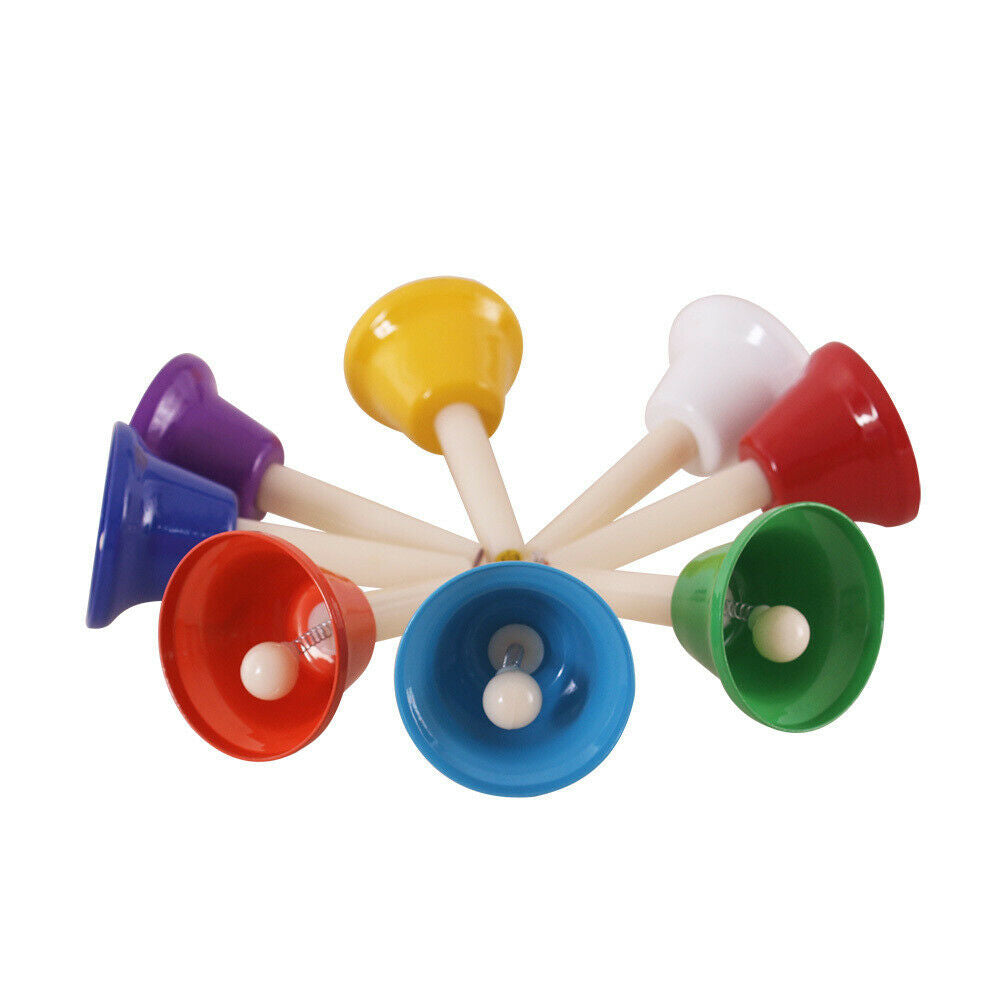 Set of 8pcs Diatonic Handbells Colorful Jingles Music Practice for Kids