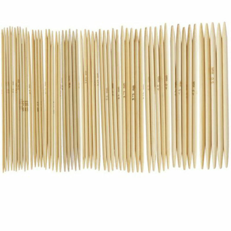 55pcs (11 Sizes) Double Pointed Bamboo Knitting Needles Sweater Glove Knit Tool