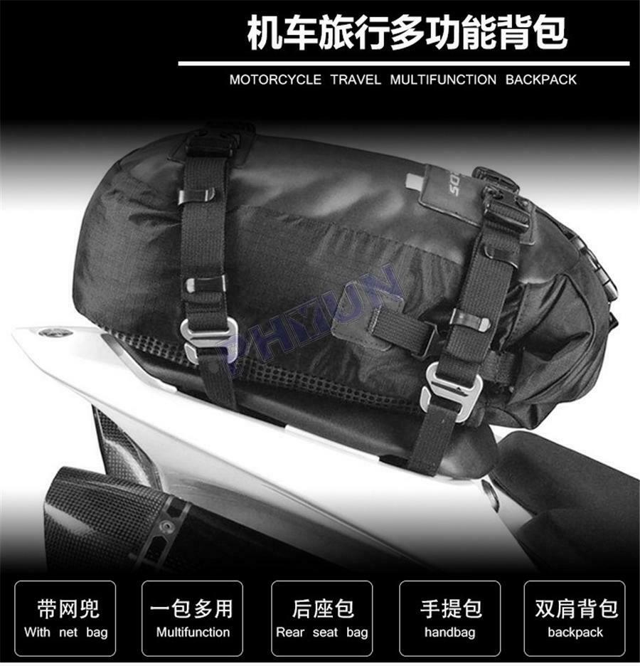 20L Motorcycle Scooter Tail Bag Storage Backpack Shoulder Bag Black Waterproof