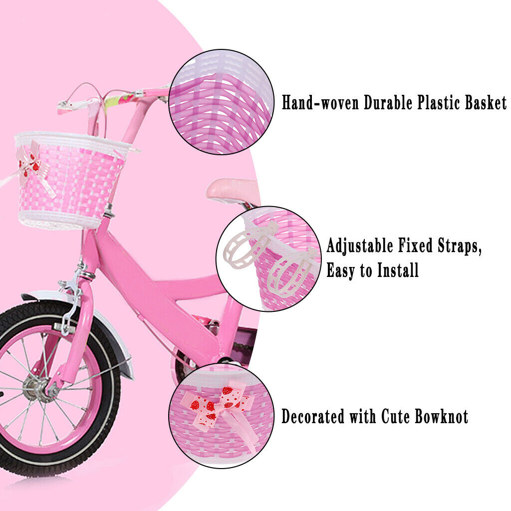 Girl's Bike Basket Front Handlebar Kid's Bicycle Baskets Storage Organizers Box