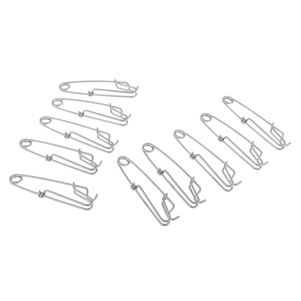 Fishing Snap Long Line Clips Stainless Sea Fishing Connector M - 10pcs