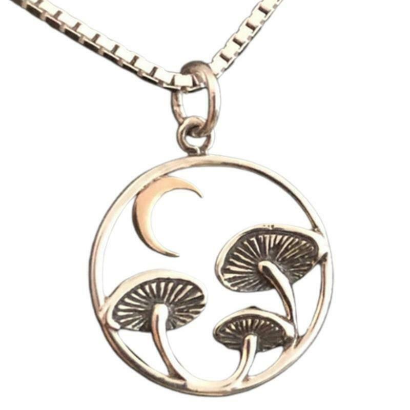 Mushroom Charm Necklace Creative Crescent Moon Pendant Jewelry Decor Party Favor