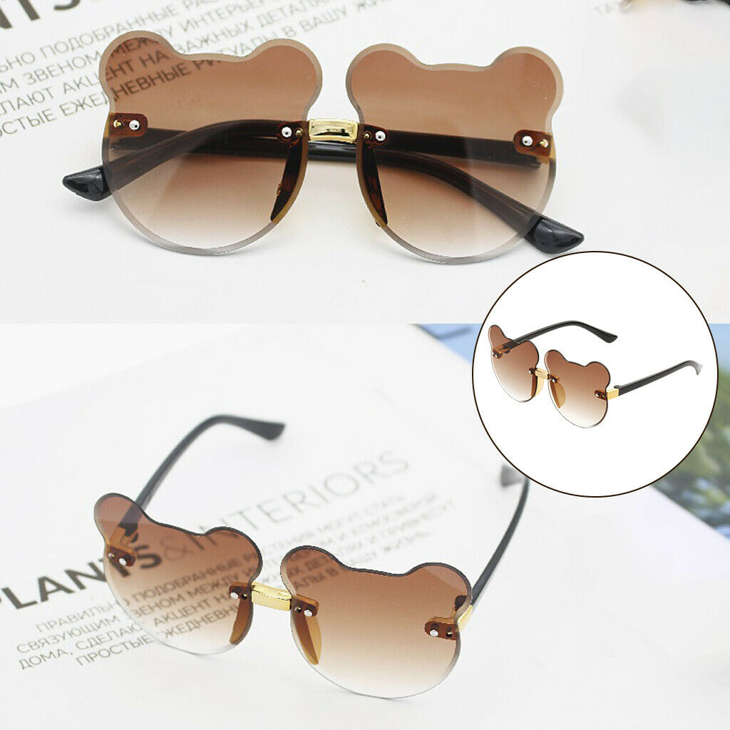 2pcs Cat Ear Sunglasses Rimless Decor Boys Girls UV Protection Glasses Gift