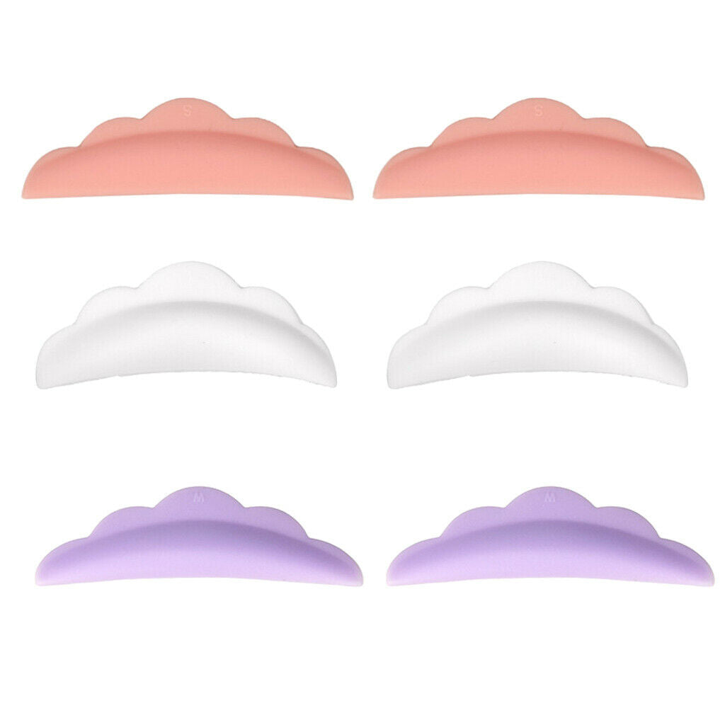 Set of 3 pairs, Professional Eyelashes Perming Curing Silicon Pads, Small Medium