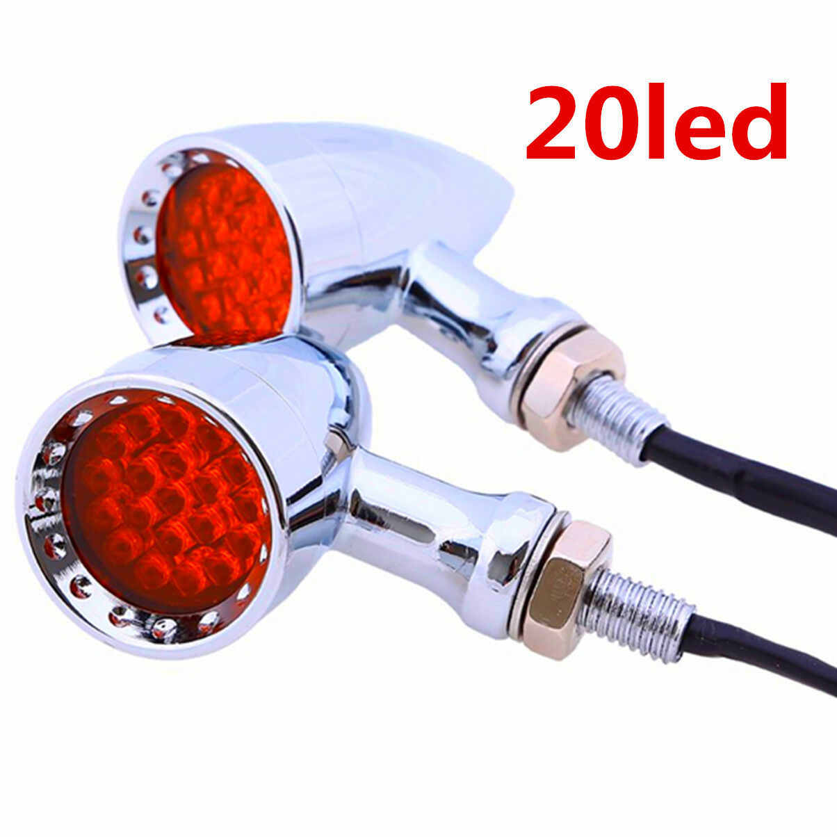 Red LED Chrome Housing Stop Brake/Running Turn Signal Tail Light For Motorcycle