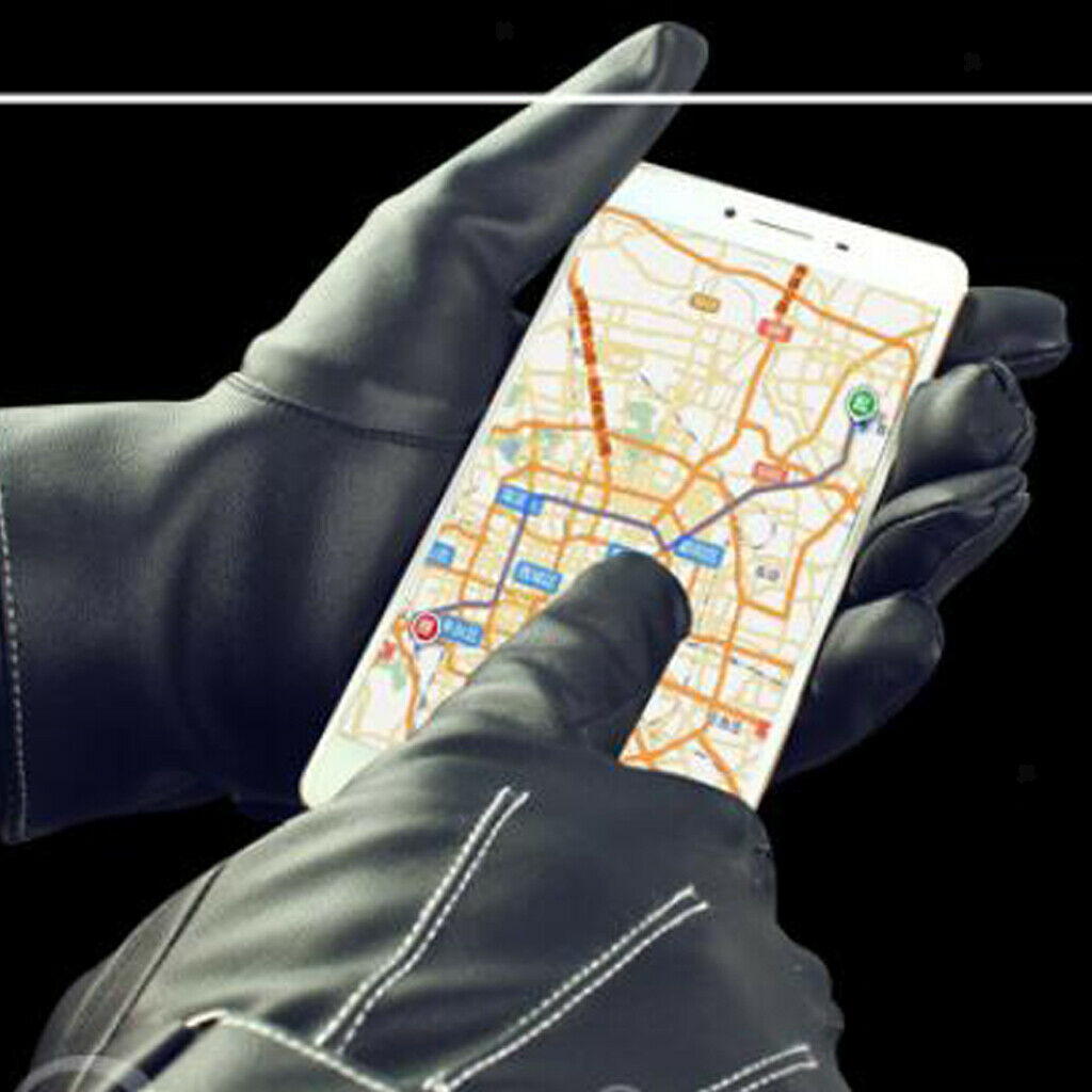 Motorcycle Riding PU Leather Full Finger Warmer Touch Screen Gloves