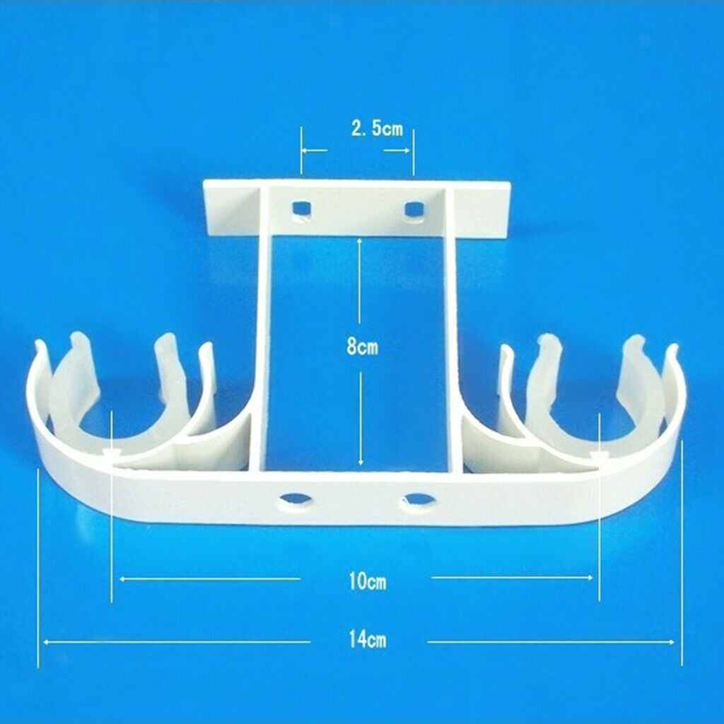 2Pcs Top Mounting Bolts Double Brackets with Curtain Rods White