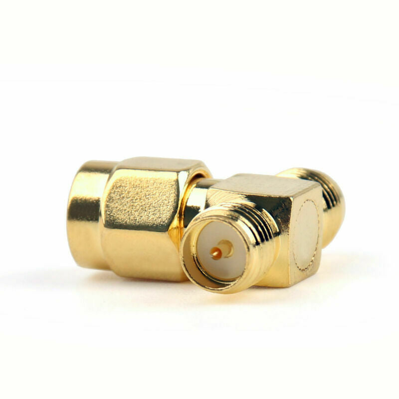 10Pc Adapter RP-SMA Jack Male To 2 RP-SMA Plug Female T RF Connector Triple