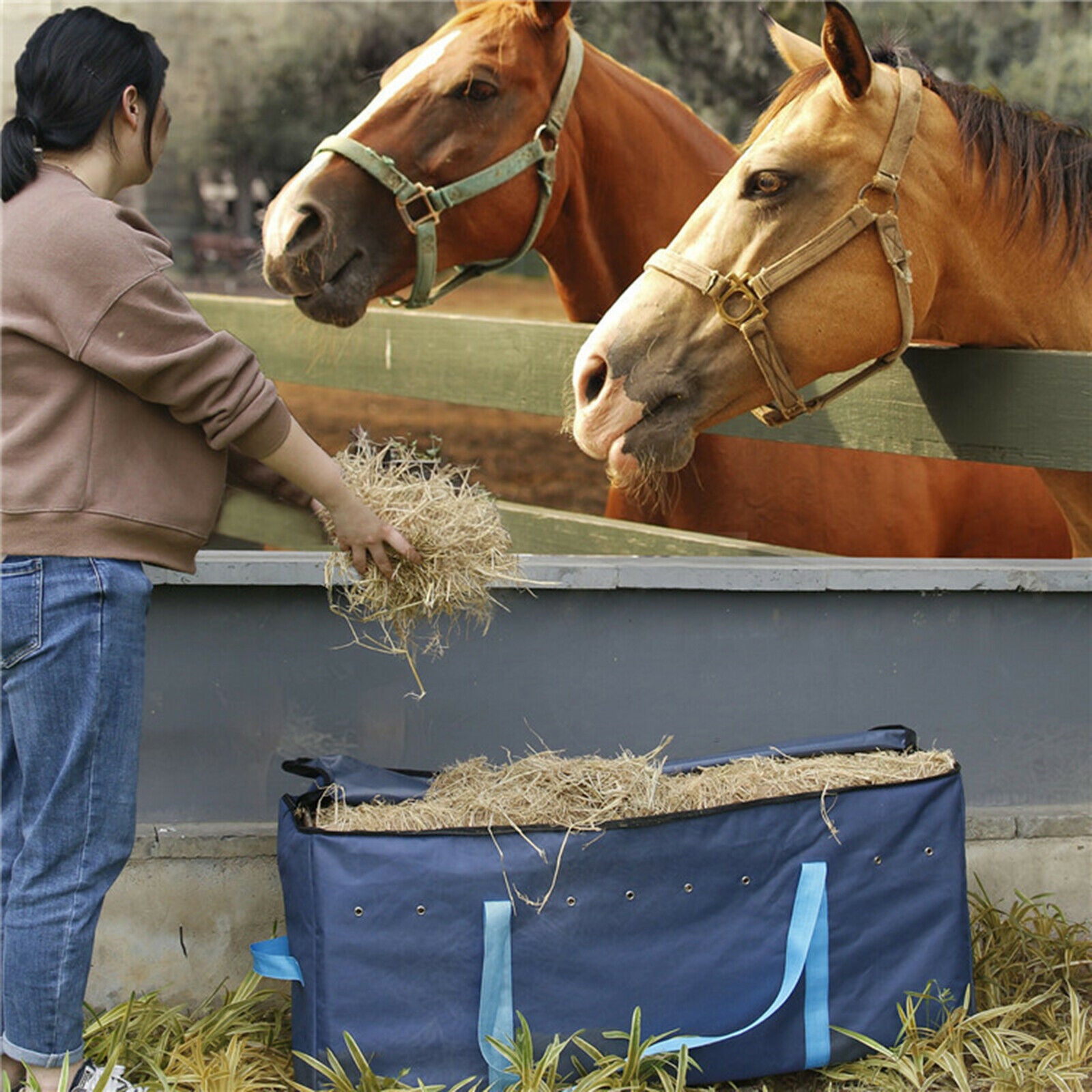 Extra Large Heavy Duty Hay Bale Carry Bag with Zipper Tote Oxford Cloth