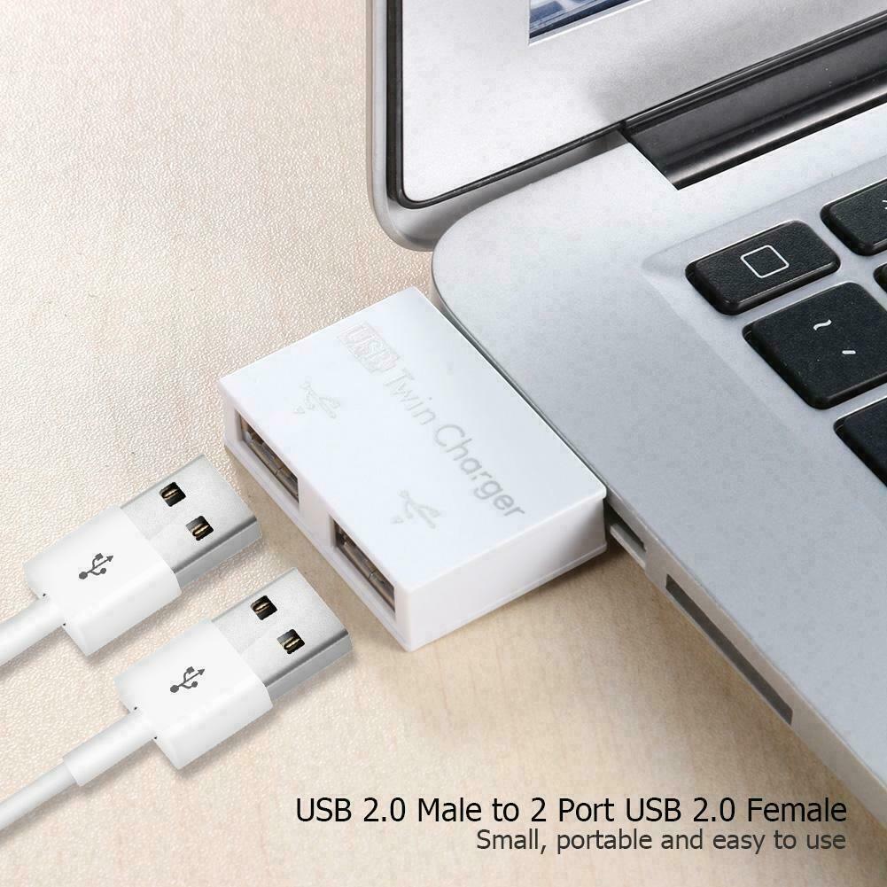 External 2 Port USB Splitter USB HUB Micro USB Power Port Multi-port Adapter NEW