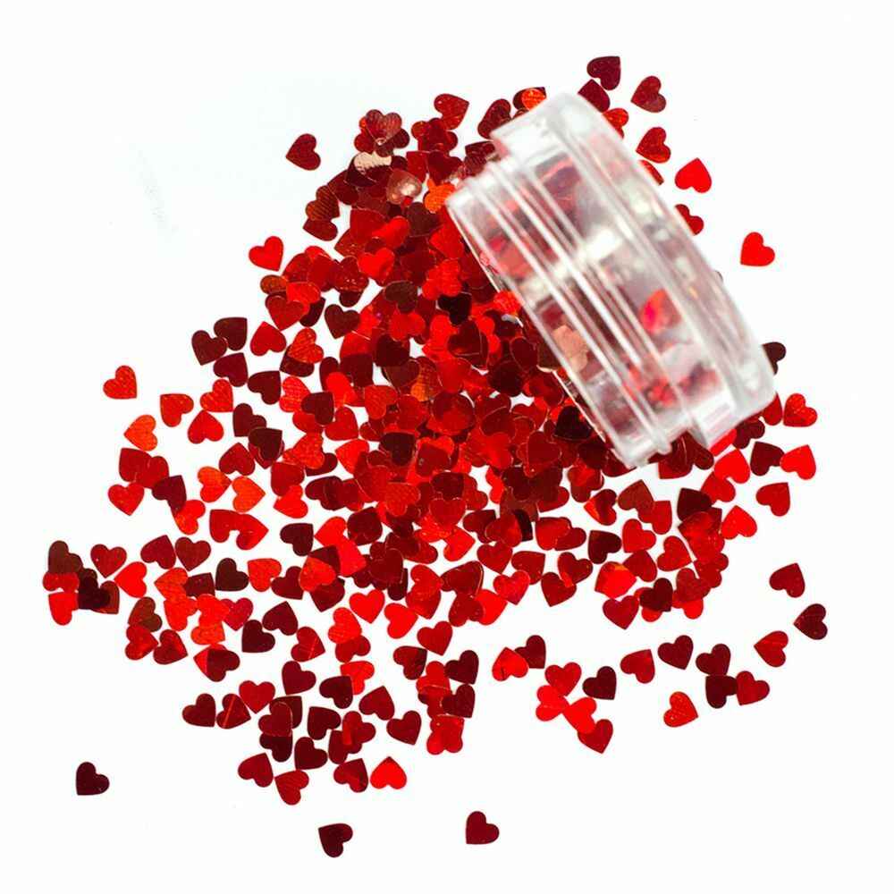Nail Glitter Flakes Nail Art Decoration Red Love Heart Shape Shining Sequins