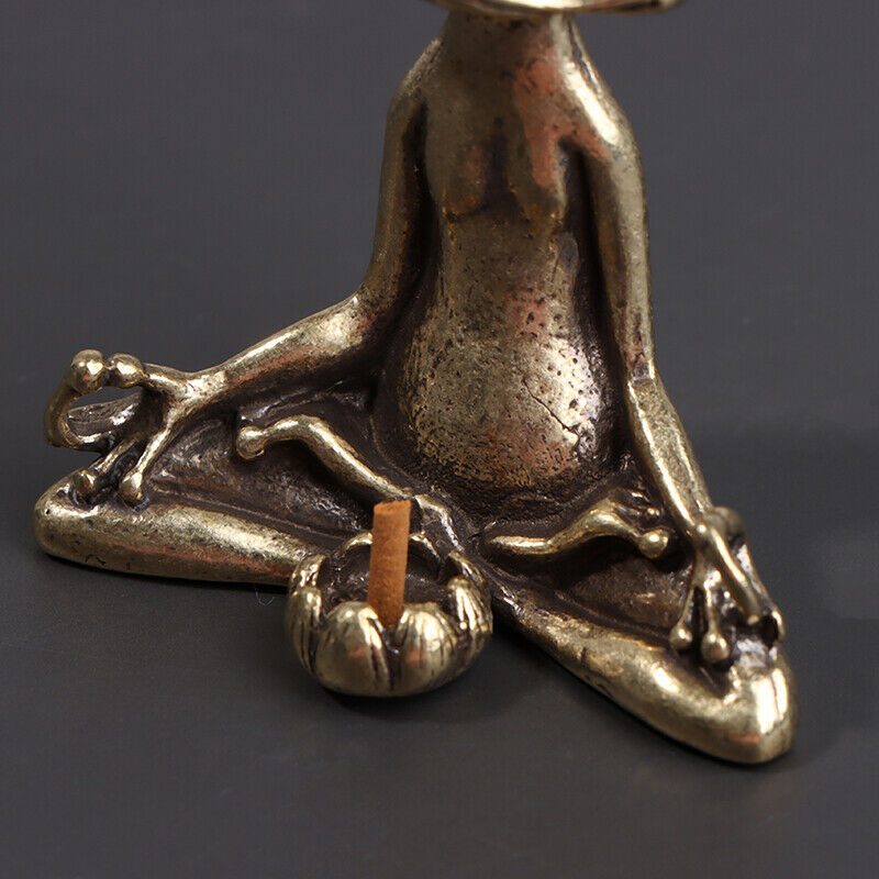 Meditate Buddhism Frog Statue Ornament Animal Incense Burner Desk Decor T.l8