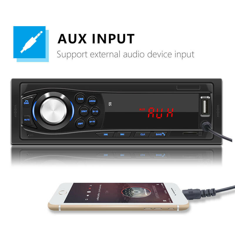 12V Car 1 Din Bluetooth Hands-free MP3 Player Card U Disk FM Radio Audio USB 2.0