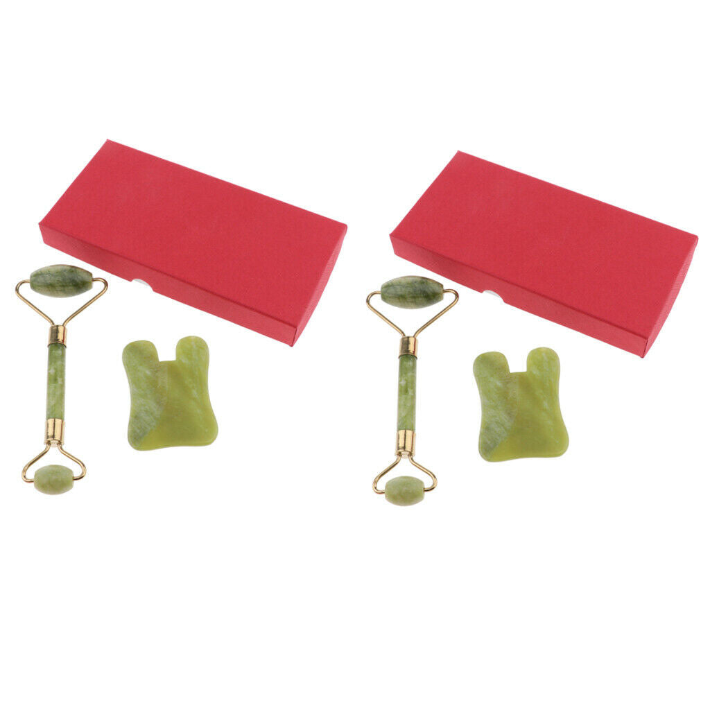4X Hsiuyen Jade Face Eye Neck Beauty Roller & Gua Sha Scraping Massage Tools