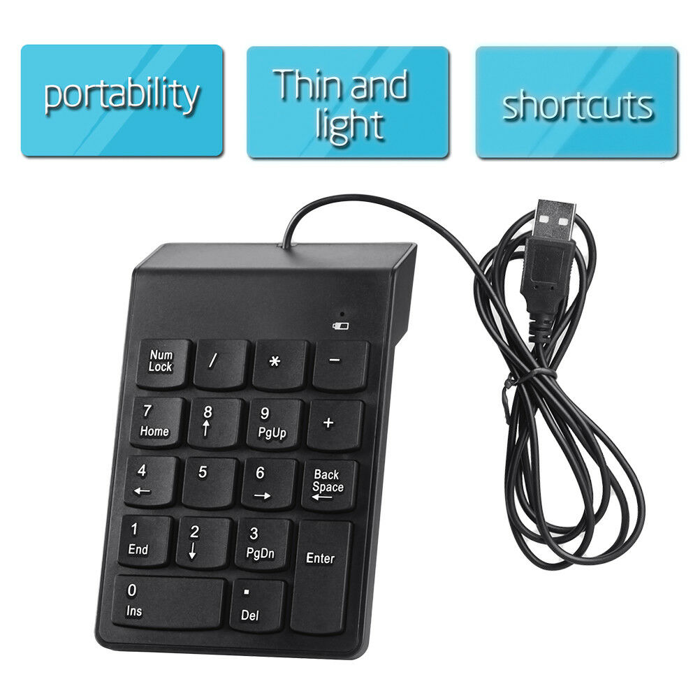 USB Number Pad Numpad Numeric Keypad 18 Keys Keyboard For Laptop Deskto PCBDAU