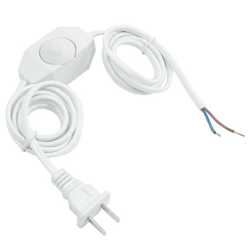White Lamp Power Cord w Dimmer Switch AC 250V/110V US Plug M9I9I9