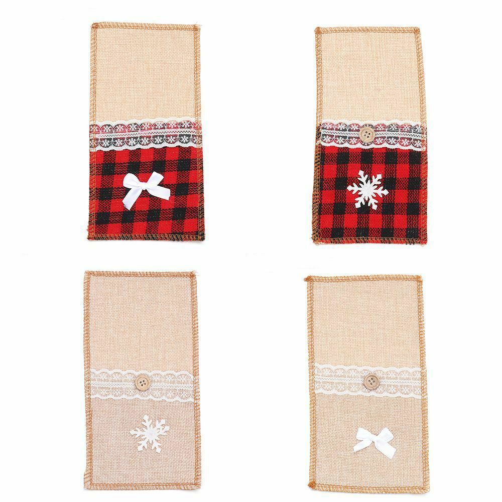 Christmas Eve Xmas Ornaments Home New Year Decor Cover Cutlery Bag Fork Case