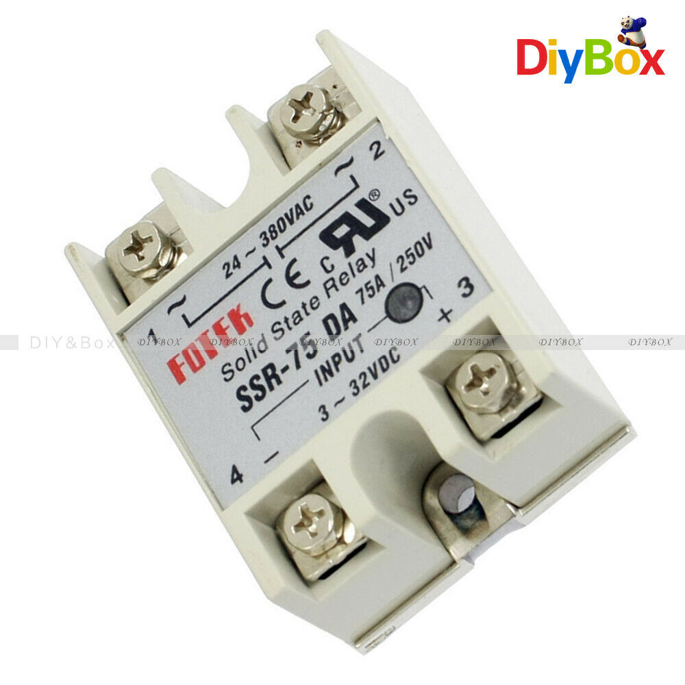 SSR-75DA Solid State Relay 75A 24V-380V 250V Module 3-32V DC To AC