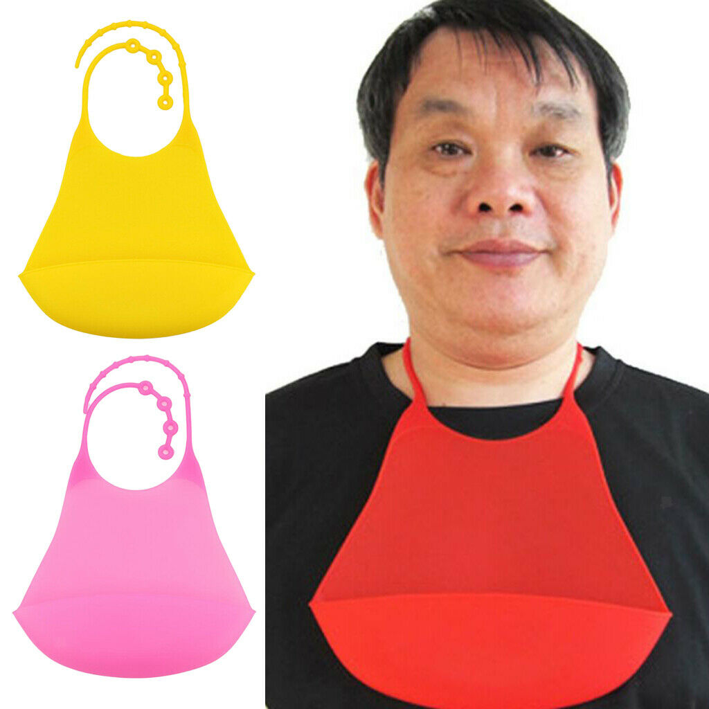 2 Pack Silicone Bib Mealtime Clothing Protector Waterproof Pink+Yellow