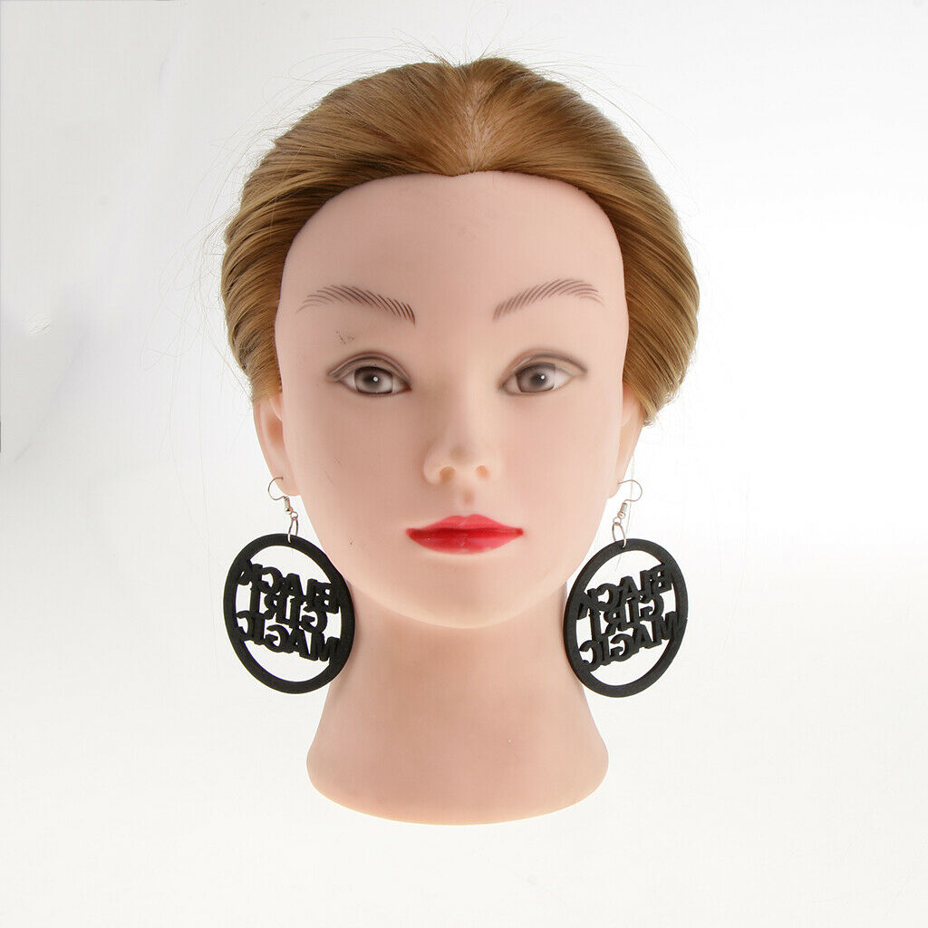 3 Pairs Wooden African Wood Ethnic Tribal Black Girl Magic Dangle Earrings