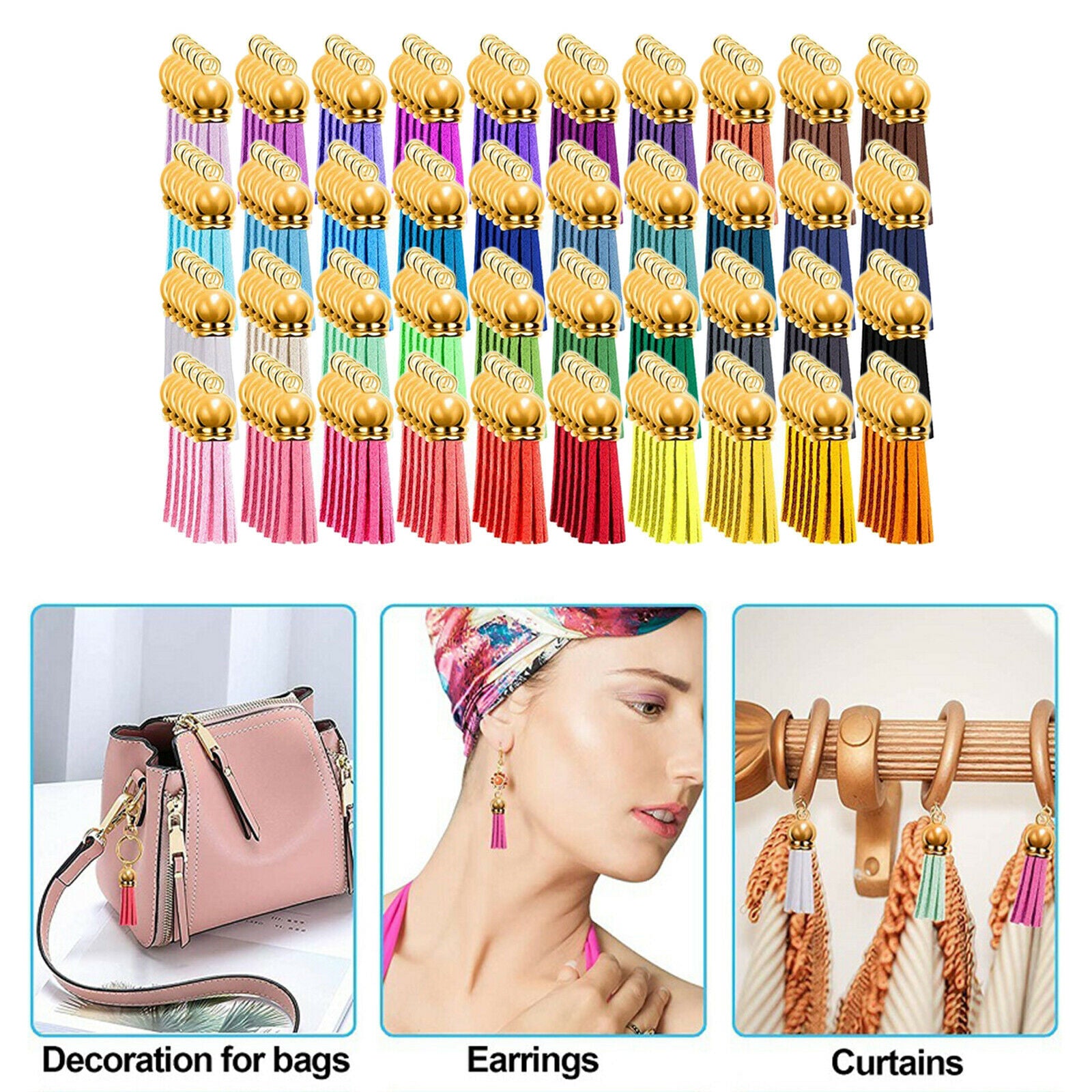 40 Colors 38mm Leather Tassel Keychain Blanks for Vinyl DIY Straps Crafting