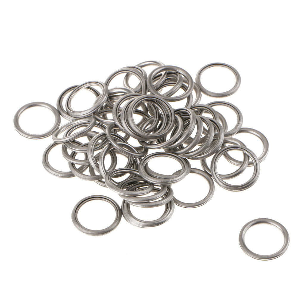 50Pcs 14mm Metal Oil Drain Plug Crush Washer Gaskets For Mitsubishi V5 V6