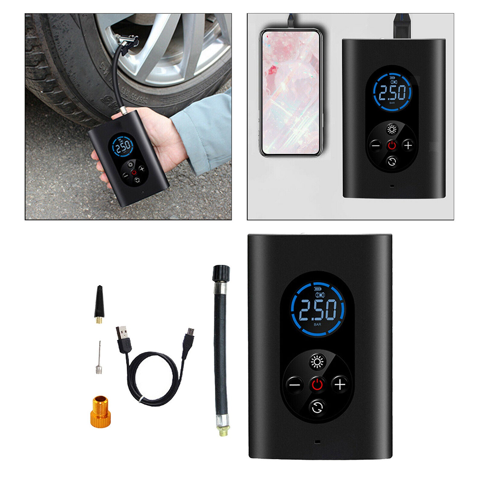 Wireless 150PSI Mini Air Inflator Smart Display for Football Car Tires Balls