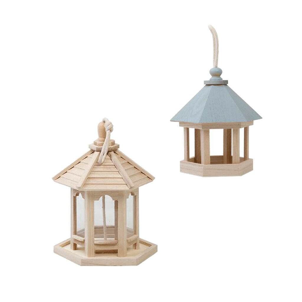 2Pcs Hanging Wooden Bird Feeder Garden Yard Outdoor Tree Patio Decoration