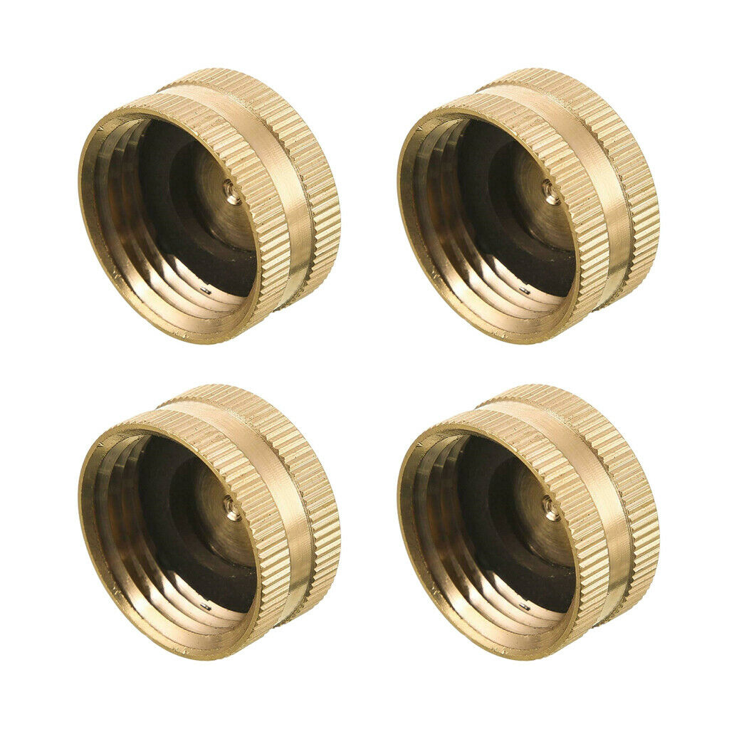 Brass Cap, 3/4'' NH 4Pcs Brass Hose Cap Garden Hose Female End Brass Fitting Cap