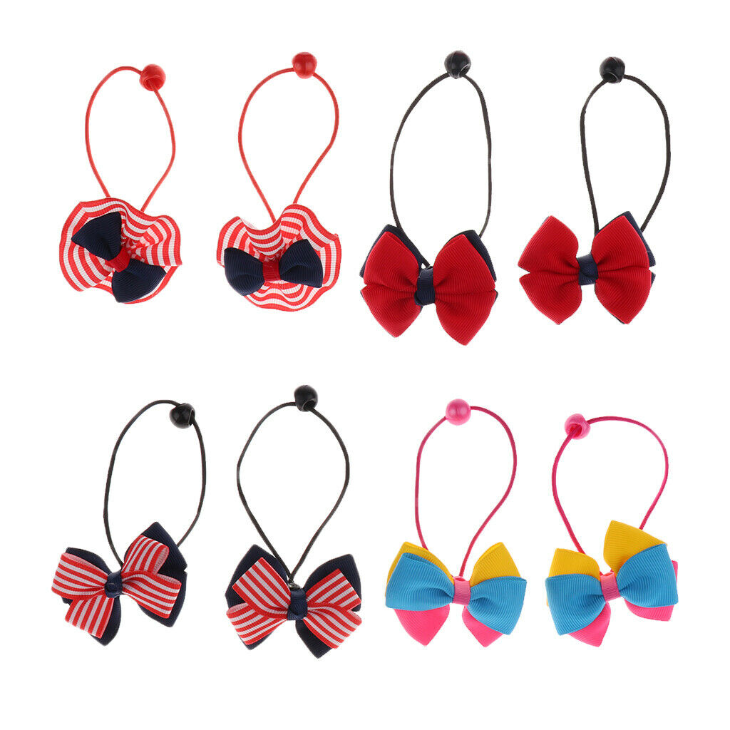 8 Piece Baby Girls Hair Bow Elastic Ties Ponytail Holders Hair Bands Style 3