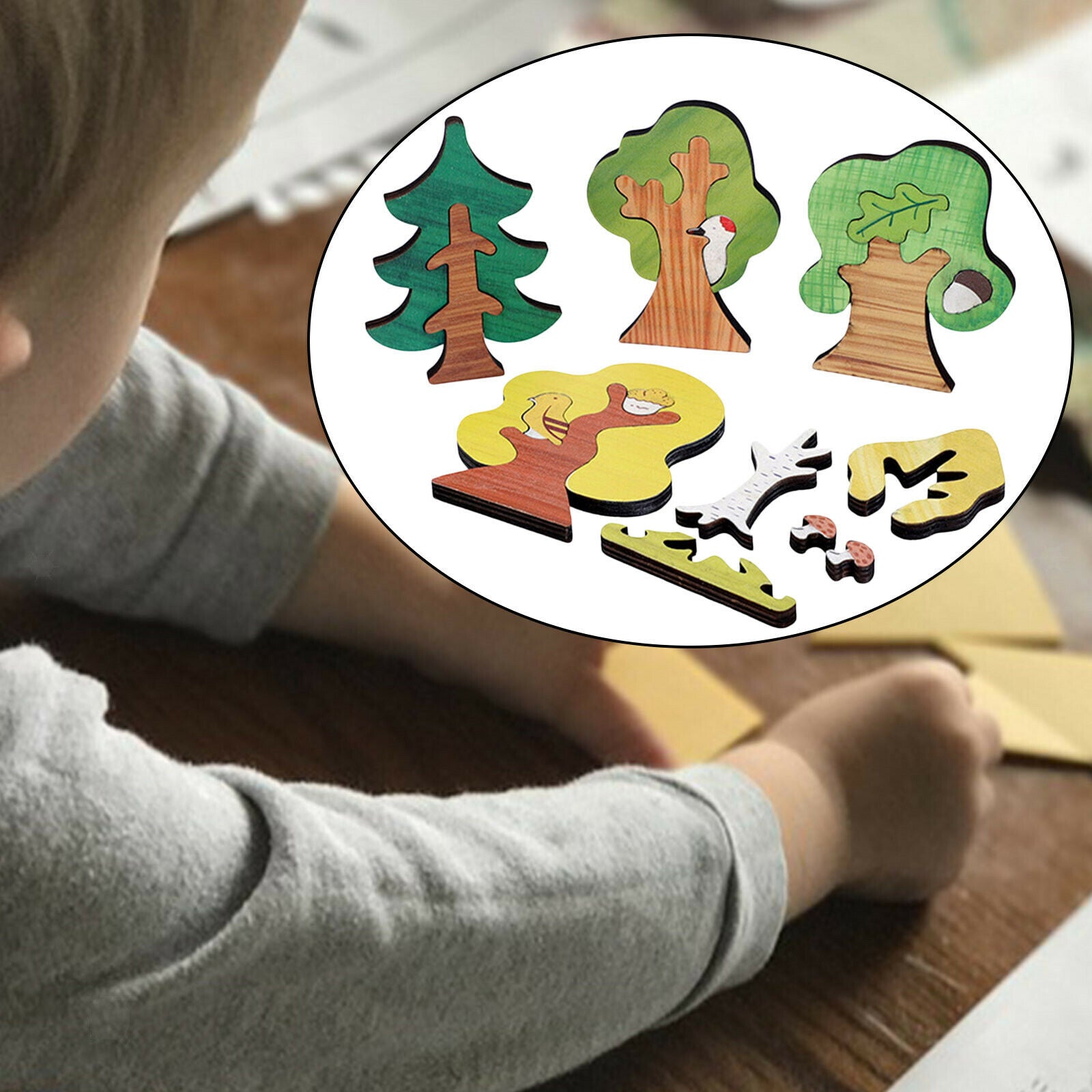 Wooden Pieces Puzzle Shapes Pattern Blocks Puzzles Educational Toys