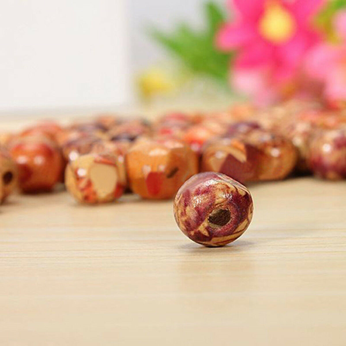 100pcs Mixed Wood Round Beads for Jewelry Making Loose Spacer 10mm