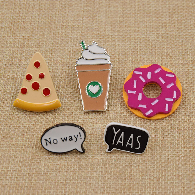 1 Set Brooch Pins Shirt Collar Pin Cute Pizza Donuts Brooches Women Jewelry