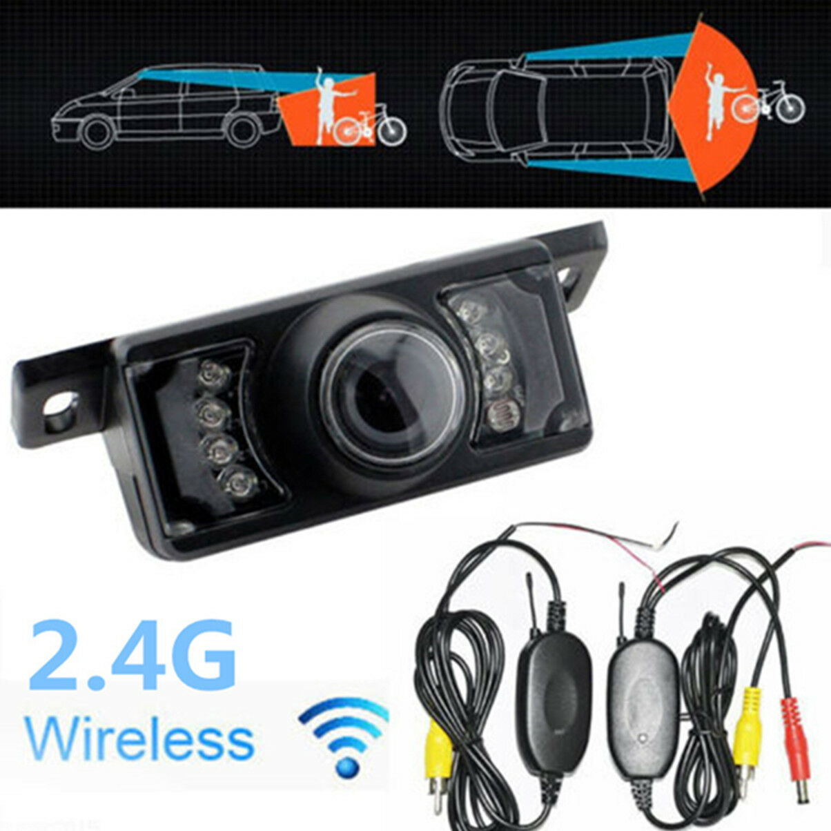 12V Car 2.4G Wireless Reverse Rear View Backup Camera Parking Kit