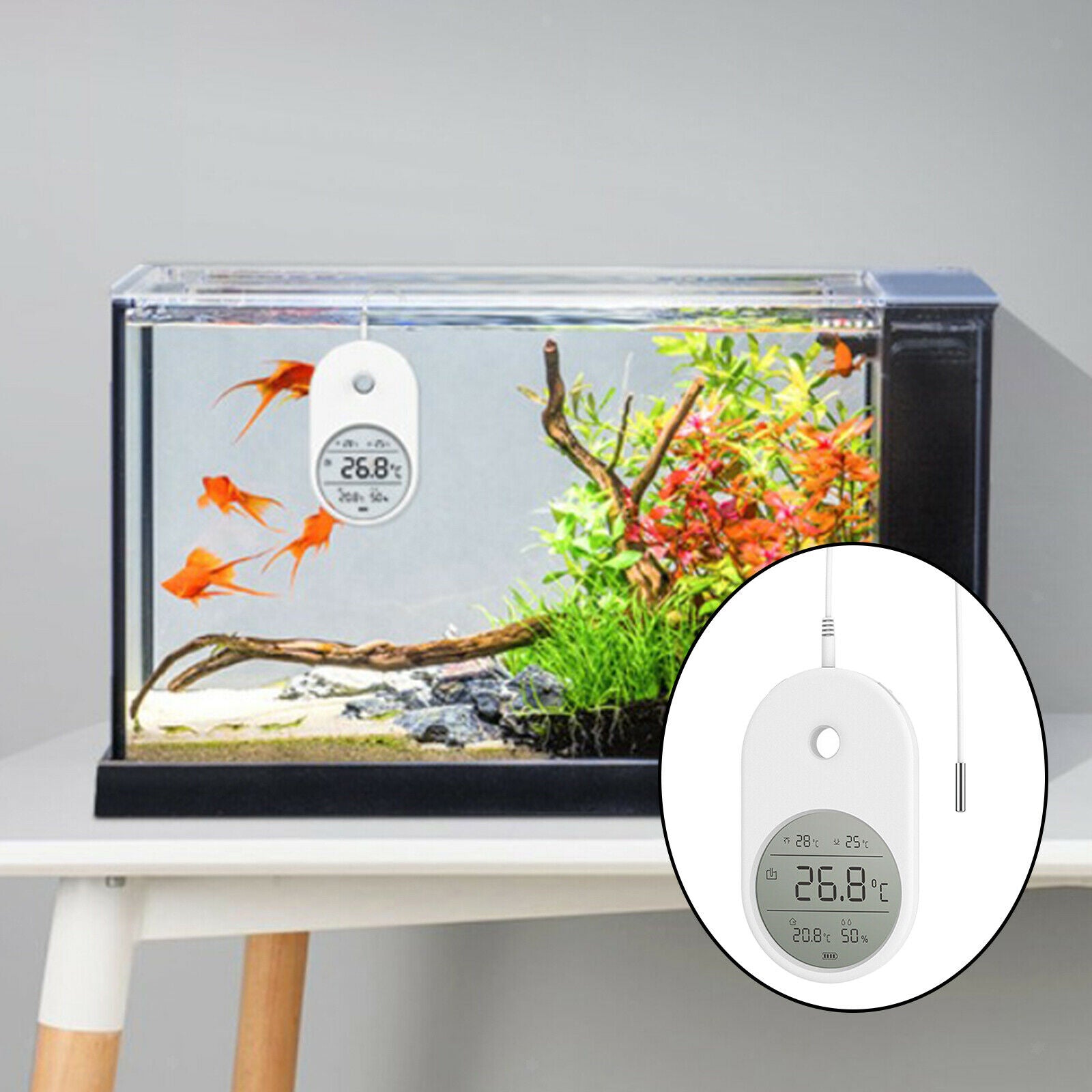 3in1 LCD Aquarium Thermometer Fish Tank Water Temperature Measuring Fish
