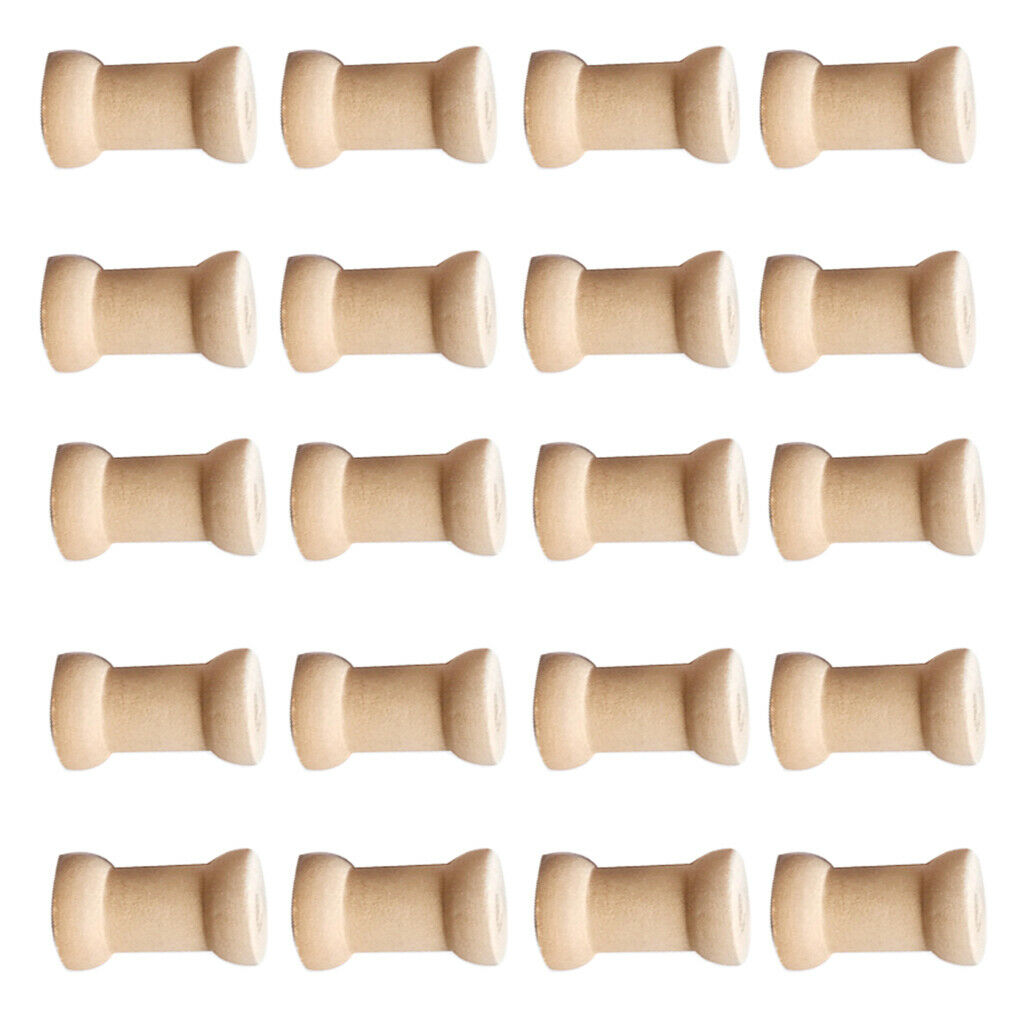 20 Pieces Long Wood Yarn Coil Wood Spool Decor Spool Bobbin For Crafting, Making