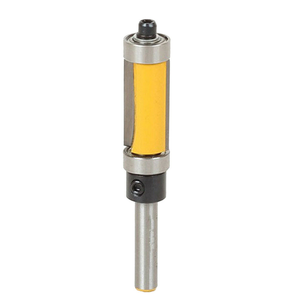 Top Bottom Bearing 1/4" Straight Shank Flush Trim Router Bit 1" H Cutting