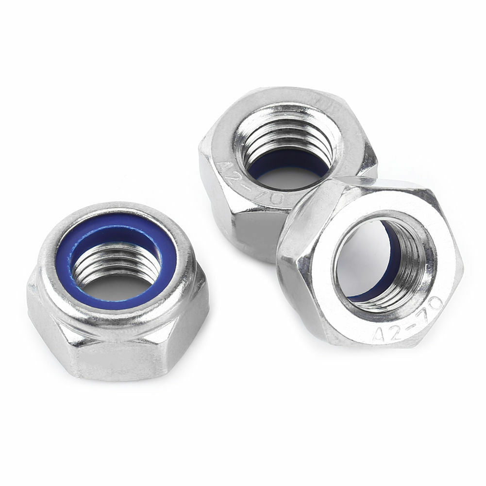 165pcs Stainless Steel Nylon Insert Locknut Assortment Kit M3 M4 M5 M6 M8 M10M12