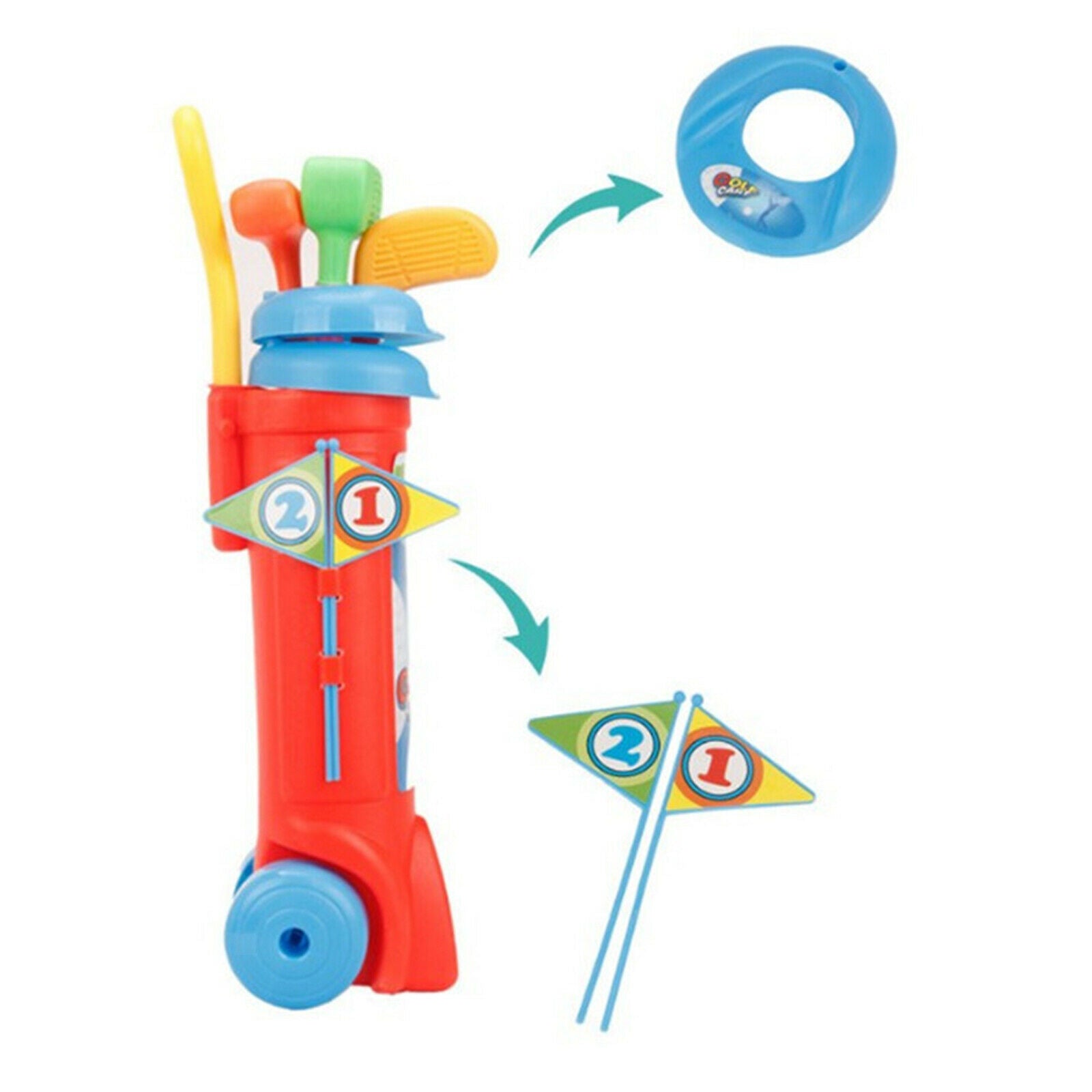 Kids Golfs Set Practice Plastic Mini Putter Club Caddy Balls Sports Game