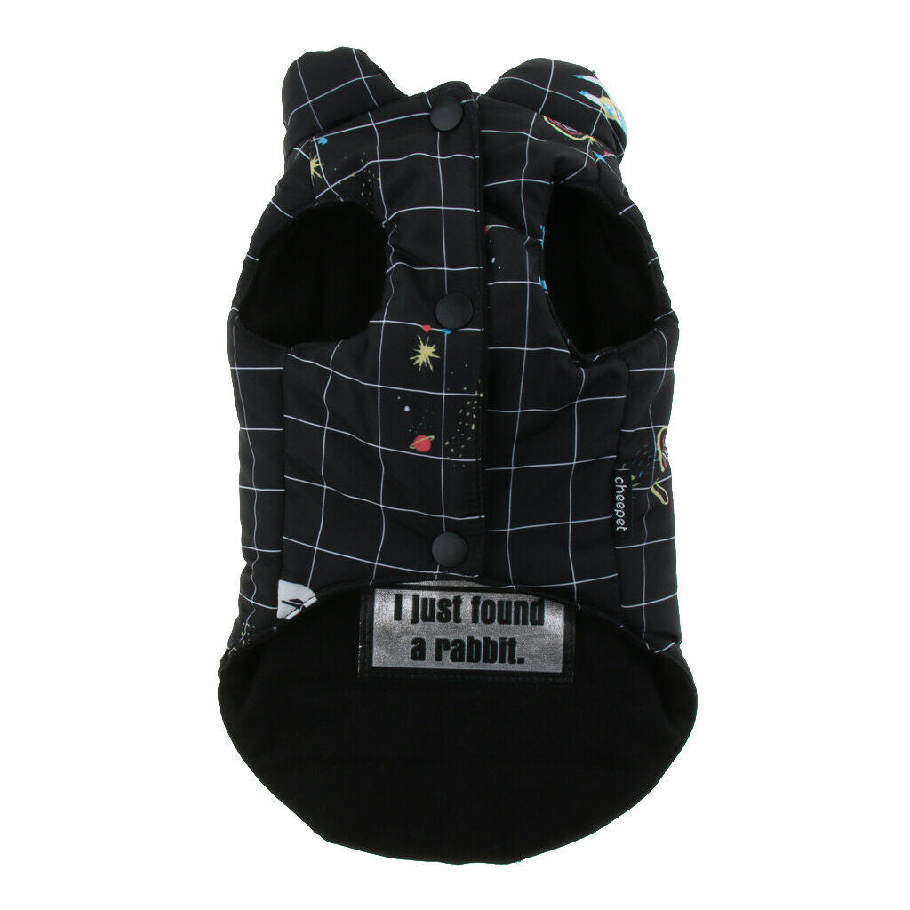 Pet Small Dog Teddy Double-sided Waterproof Cotton Vest Jacket Coat Black M