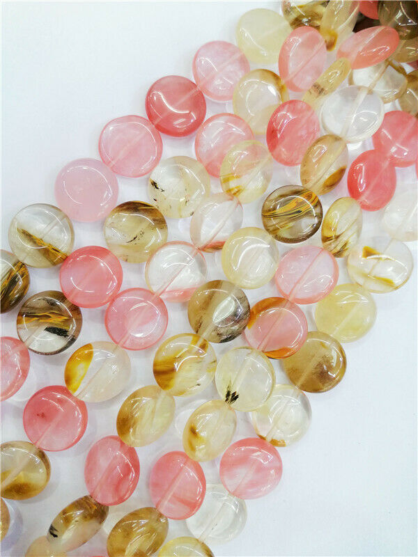 1 Strand 16x5mm Red&Brown Fire Cherry Quartz Round Spacer Beads 15.5inch HH8771