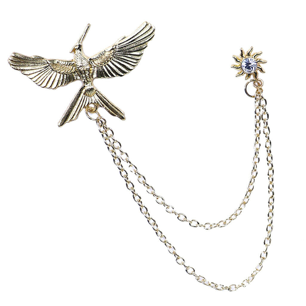 2 Pieces Tassel Chain Brooch Flying Eagle Women Men's Tassel Brooch Corsage