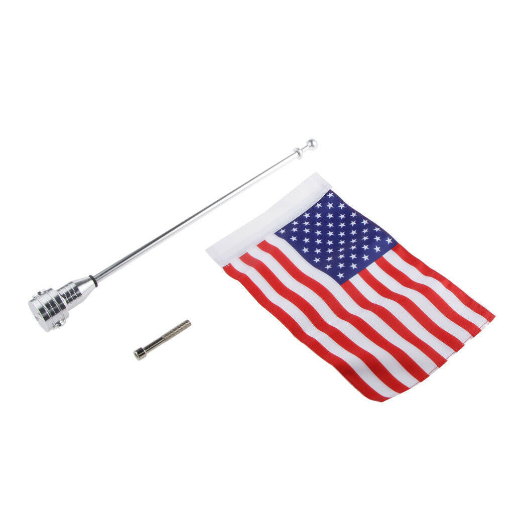 Motorcycle American USA Flag With Diamond Plate Pole Bolts For  1200