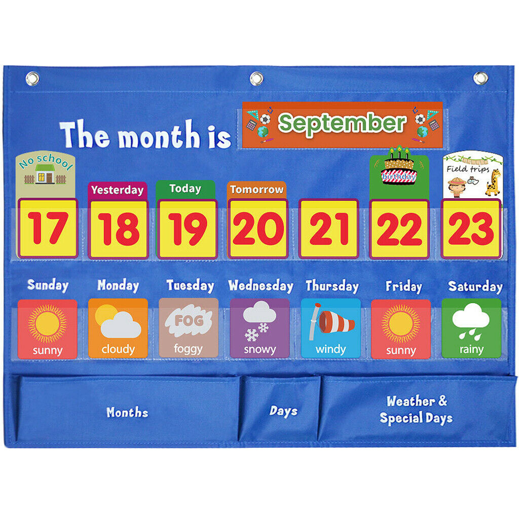 Weekly Weather Pocket Chart Early Education 98 Cards Bedroom Kids Gifts
